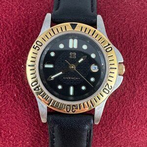 Vintage Givenchy Paris Gold Bezel Gold and Stainless Steel Quartz Watch